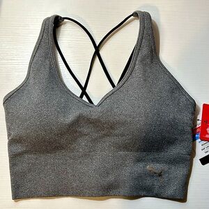 NWT Puma seamless Bra size M gray and black